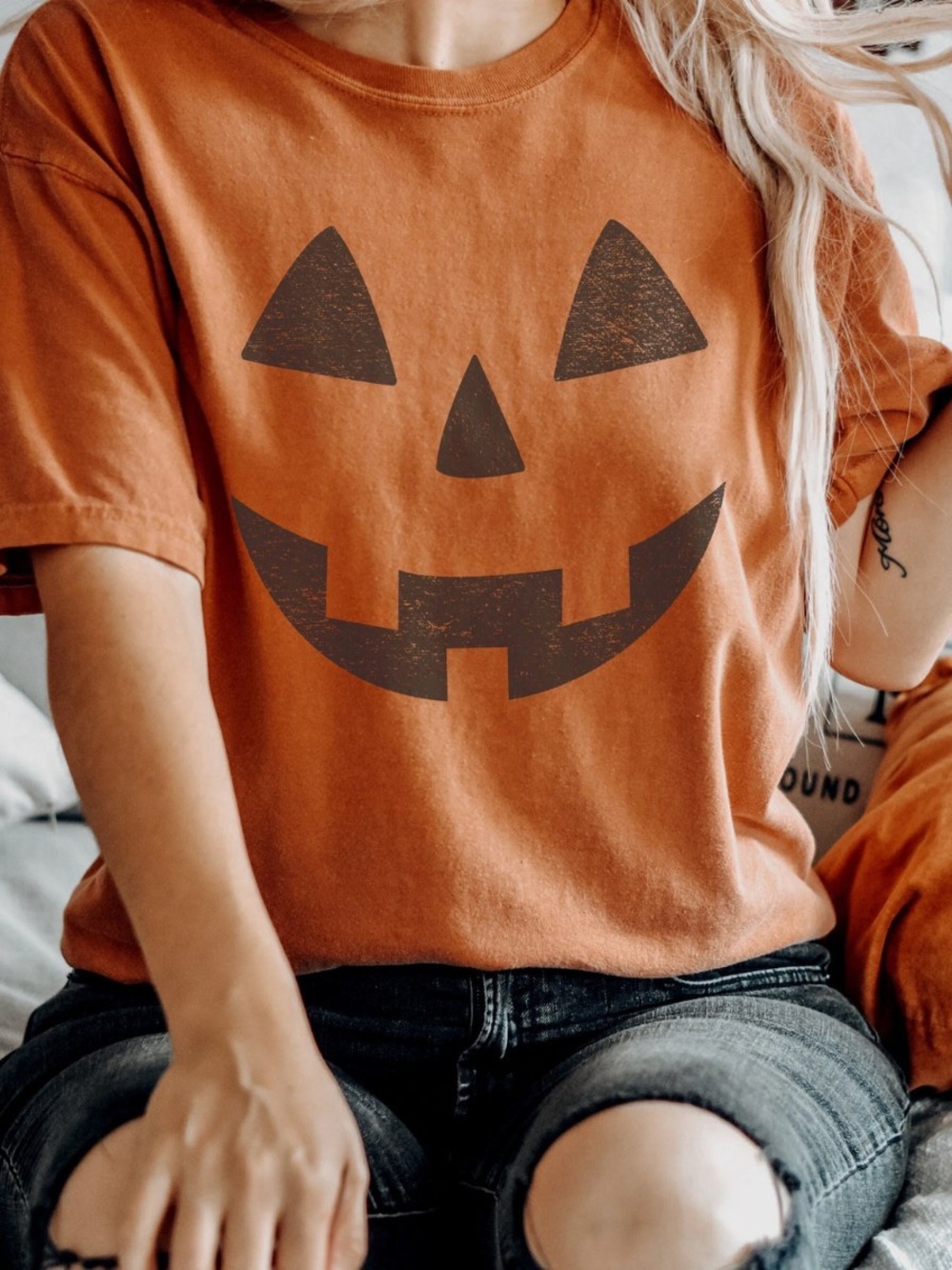 Comfort Colors Yam Pumpkin Face Short Sleeve Tee
